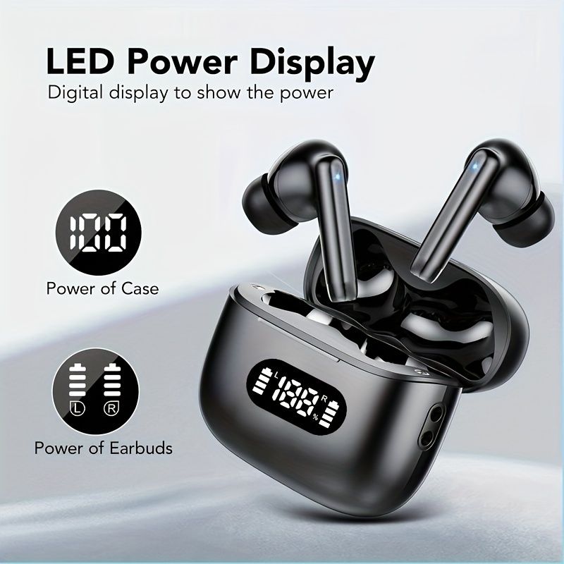 Wireless Earphone 40dB Noise Cancelling Bluetooth 5.3 Headphone 6 Mic ENC with LED Display HD Call TWS Earbuds_voghion.com