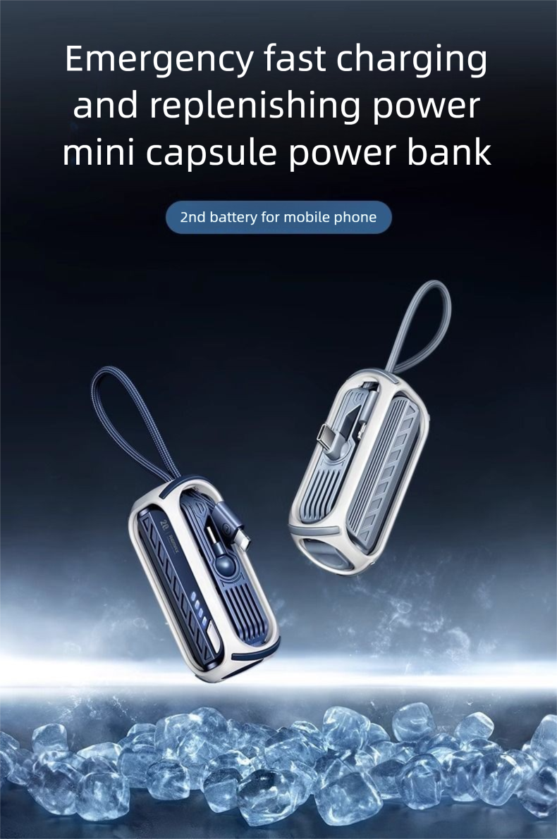 Remax Capsule Power Bank Ultrafino Compacto Mini Carregamento Rápido Cabo Integrado Tamanho de Bolso Compatível com iPhone 15_voghion.com
