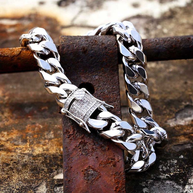 Men's Jewelry 10mm Cubic Zirconia Hip Hop Miami Cuban Link Chain Bold Statement Piece For Men_voghion.com