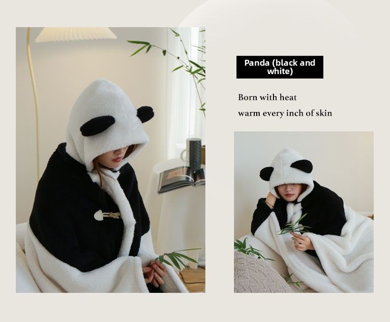 Panda Warm Blanket Pajamas For Home Wear Home Cape_voghion.com