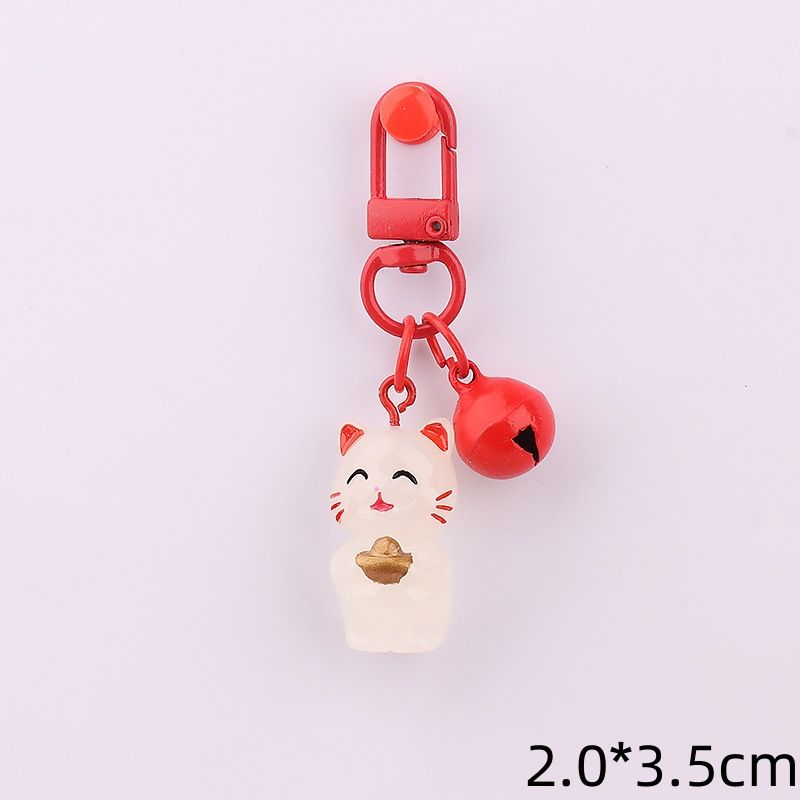 Ciondolo luminoso per auto a forma di gatto, squisito portachiavi portafortuna con decorazione per zaino e simpatico cartone animato femminile_voghion.com