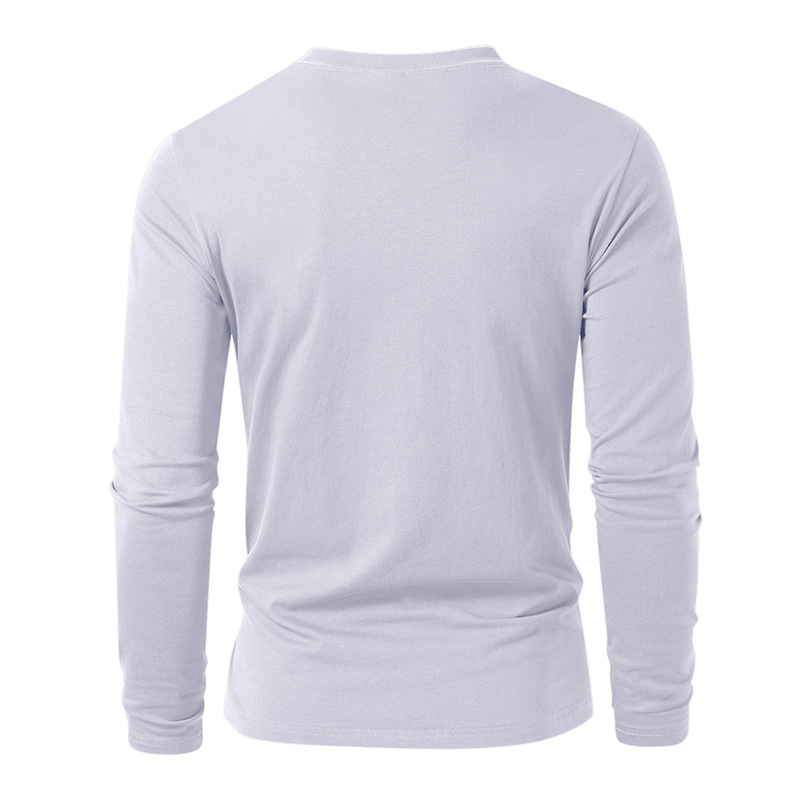 Herrenbekleidung Herren-Langarm-T-Shirt für Herren, einfarbig, Rundhalsausschnitt, langärmelig_voghion.com