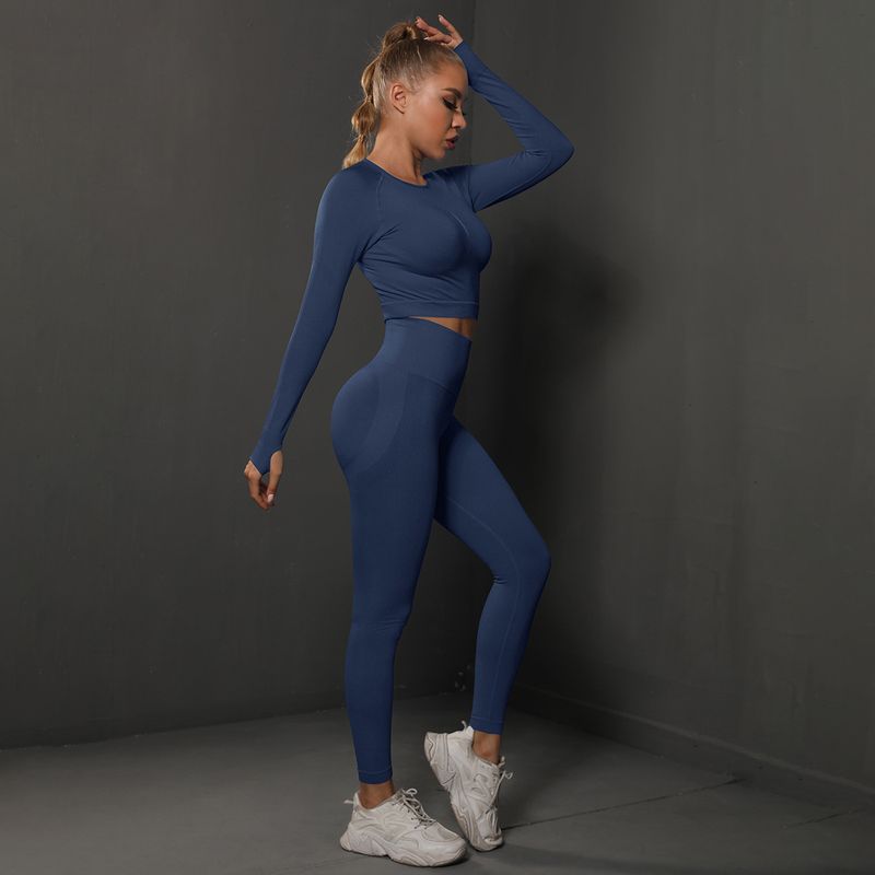Costum de yoga sport, alergare, fitness, fără cusături, culoare piersică, strâmt, pentru ridicarea șoldurilor, pentru femei_voghion.com