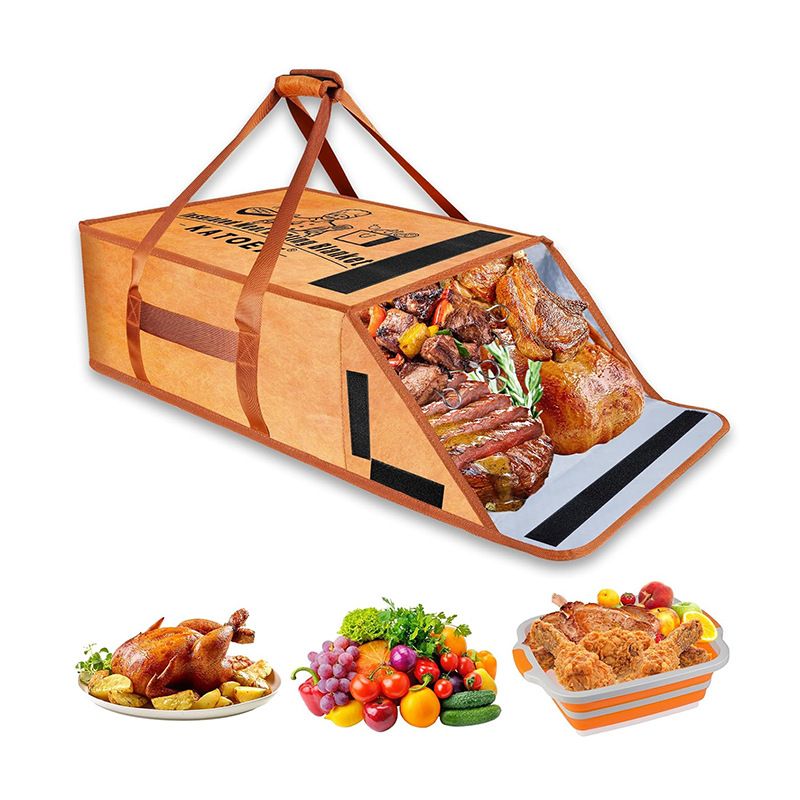 Foldable BBQ Meat Resting Bag - Insulated & Portable Grill Accessory For Smoking, Camping, Picnics (22.04" X 16.14" X 8.26", Dark Brown)_voghion.com