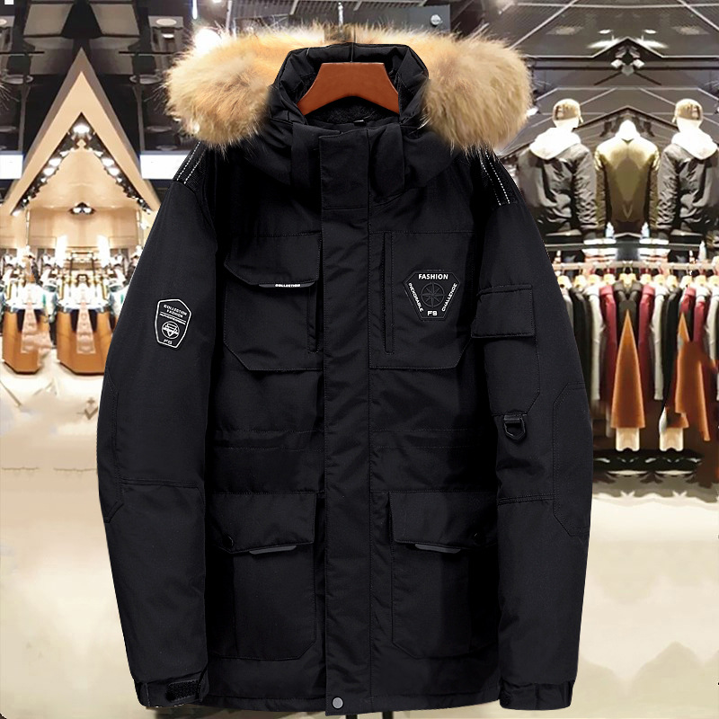 Piumino di tendenza classica da uomo di media lunghezza, spesso, caldo, alla moda, semplice_voghion.com