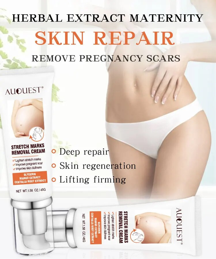 QLZHANFU Crème d'élimination permanente des vergetures de maternité Estompe les ridules Femmes enceintes Réparation des cicatrices Lifting de la peau Ferme Grossesse Soins du corps_voghion.com