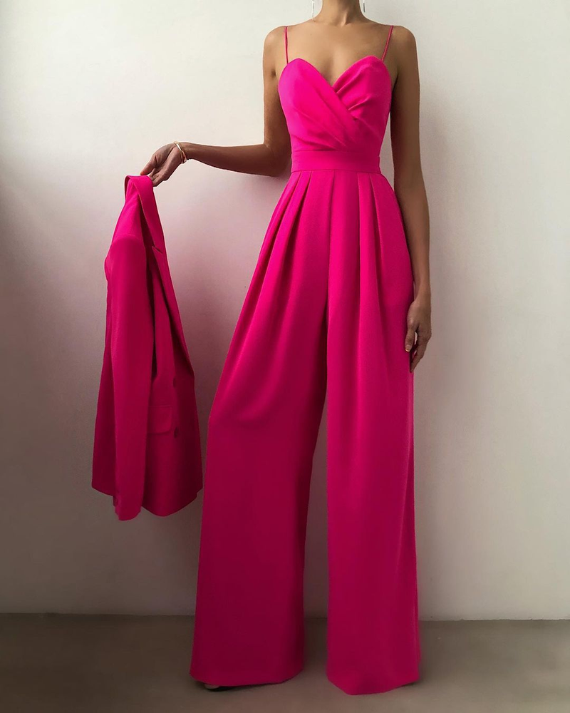 Kvinders slyngetalje lige gulvlængde minimalistisk ærmeløs jumpsuit forår og sommer nyt produkt_voghion.com