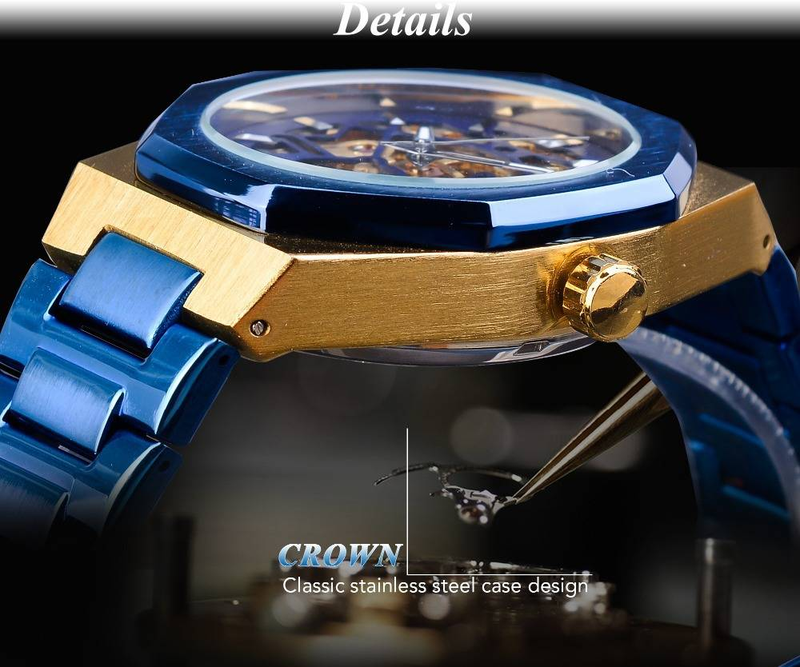 Mens Premium Steampunk Automatic Mechanical Watch - Black Dial,Skeleton Design,Luxury Waterproof Wristwatch - Intricate Timeless Style_voghion.com