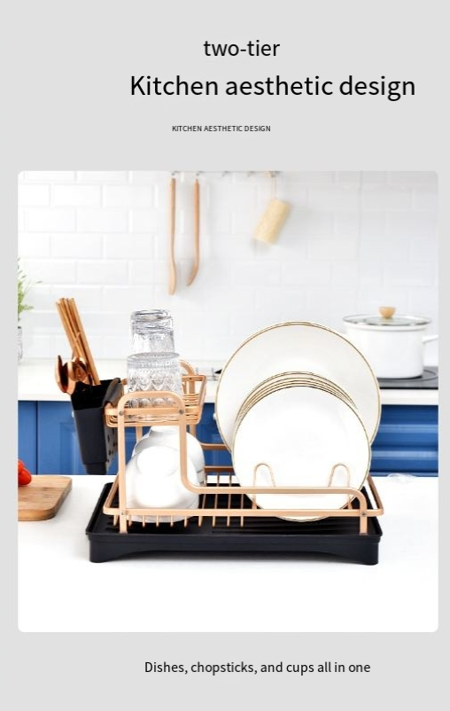 Abtropfgestell für Schüsseln und Essstäbchen, multifunktionales Abtropfgestell für die Küche, doppellagiges Abtropfgestell für Schüsseln, Geschirr_voghion.com