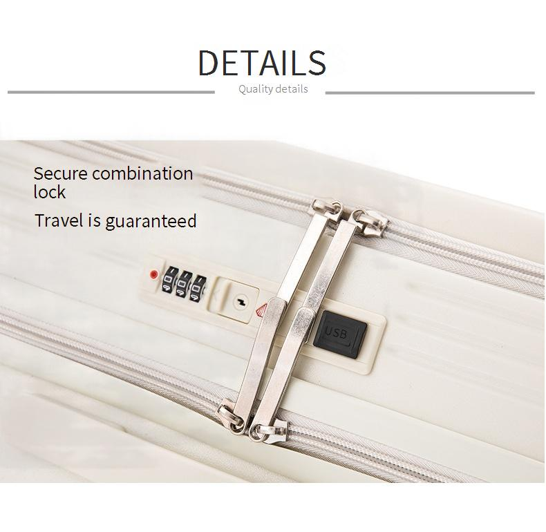 Gepäck Breiter Trolley Gepäck Frontöffnungsbox Damentrolley 24 Zoll Große Kapazität Passwort Reiselederkoffer_voghion.com