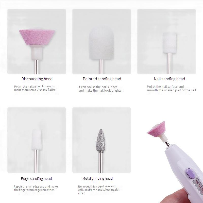 Nagelbohrer Zubehör & Bits Nail Art Elektrischer Schleifer Mini Nail Art Schriftlicher Test Nagelschleifer Lieferung 5 Nagelschleifköpfe Nagelschleifer_voghion.com