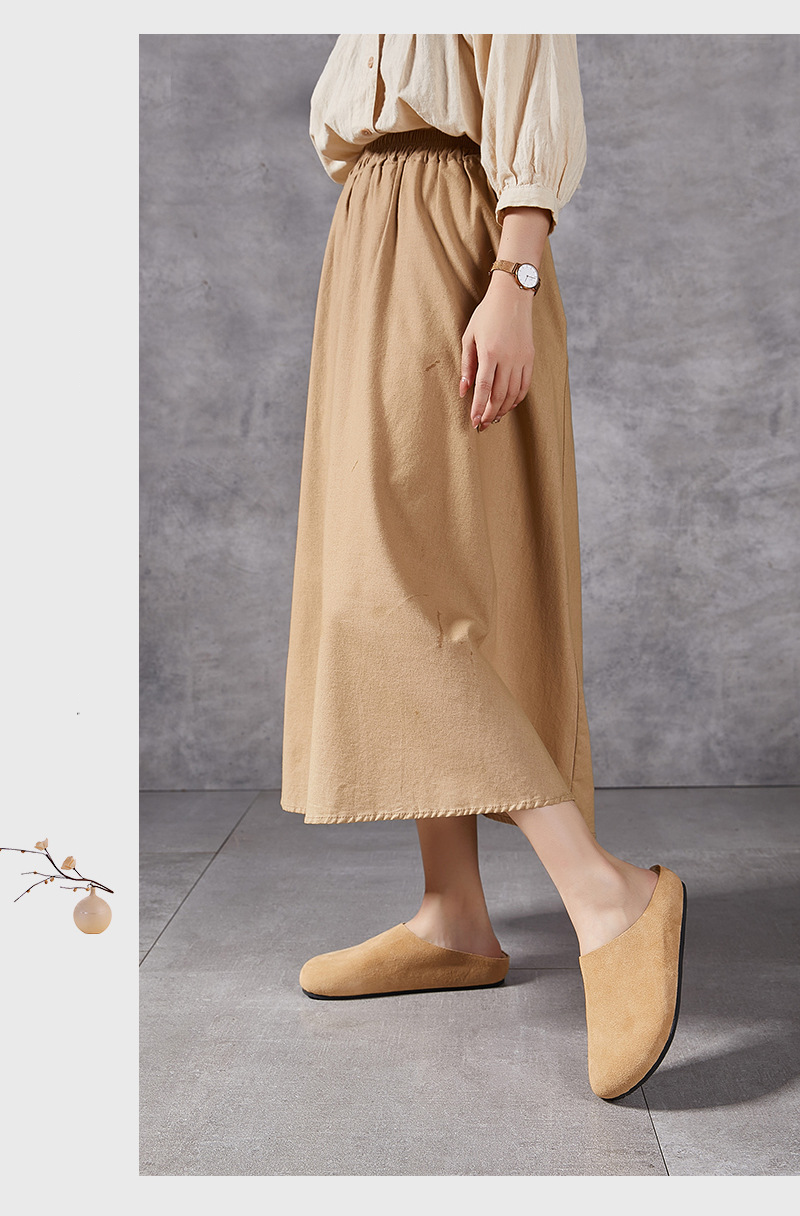 Sapatos femininos para primavera e verão, novos sapatos retrô sem cadarço com sola macia para uso ao ar livre, pantufas preguiçosas e fechadas_voghion.com