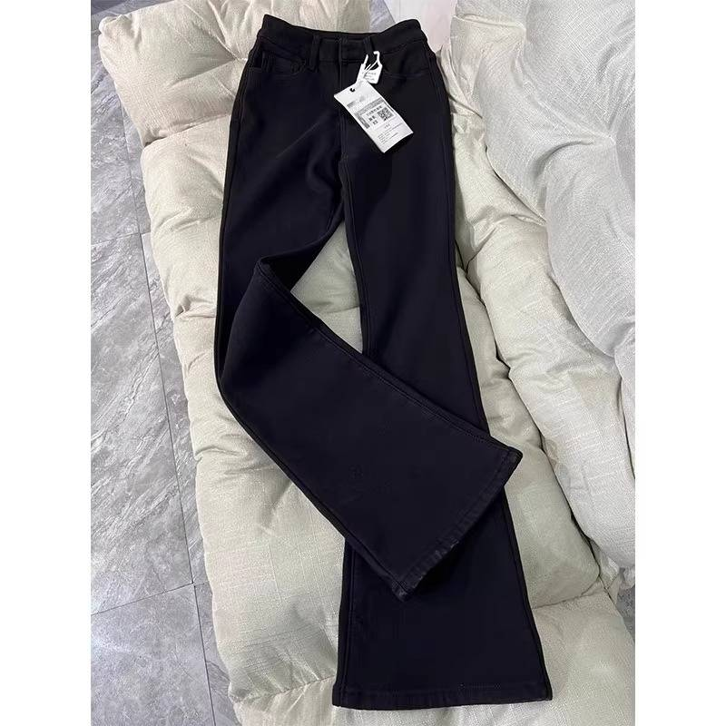 High-waisted, Elastic, Slightly Flared Jeans For Women, Plus-size Retro, Slimming, Figure-hugging, And Niche Horseshoe Pants_voghion.com