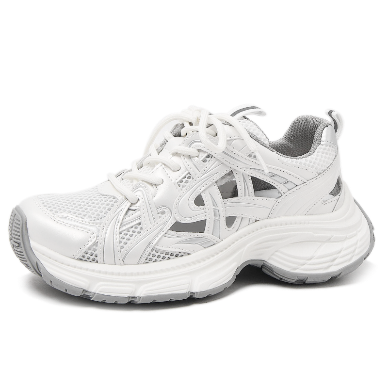 Zapatillas deportivas informales Cameido para mujer, de imitación en blanco mate, cómodas y súper cómodas para el día a día._voghion.com