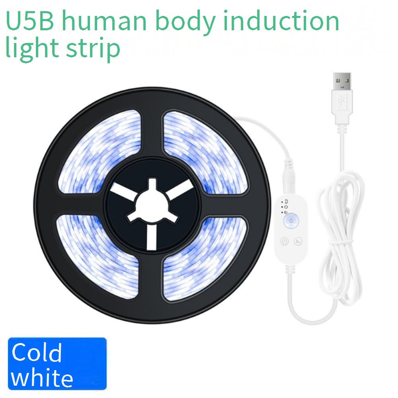 Smart Motion Sensor LED Strip Lights For Wardrobe & Cabinet, USB Powered 5V Low Voltage Waterproof 2835 LED Light Bar, 60 LEDs/m, White/Warm Light_voghion.com