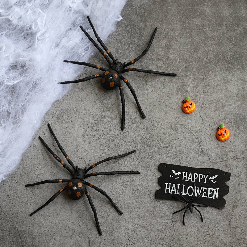 Świecąca, sztuczna zabawka-pająk na Halloween z czerwonymi oczami LED – przerażająca dekoracja na imprezę, do nawiedzonego domu, na cukierki_voghion.com