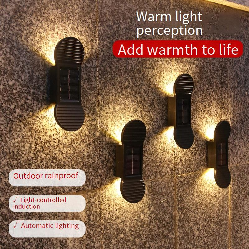 Solar-Gartenleuchten für den Außenbereich, wasserdichte Wandleuchte für Hof, Terrasse, Weg, Landschaftsdekoration – Weiß/Warm/Farbwechsel-LED_voghion.com