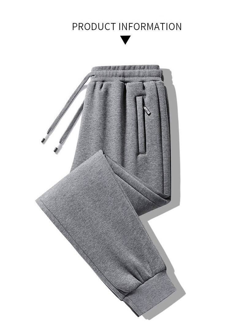 Pantaloni da jogging da uomo con fodera in sherpa, pantaloni invernali in pile con elastico in vita, pantaloni sportivi elasticizzati per il tempo libero (modelli regolari e con risvolto)_voghion.com