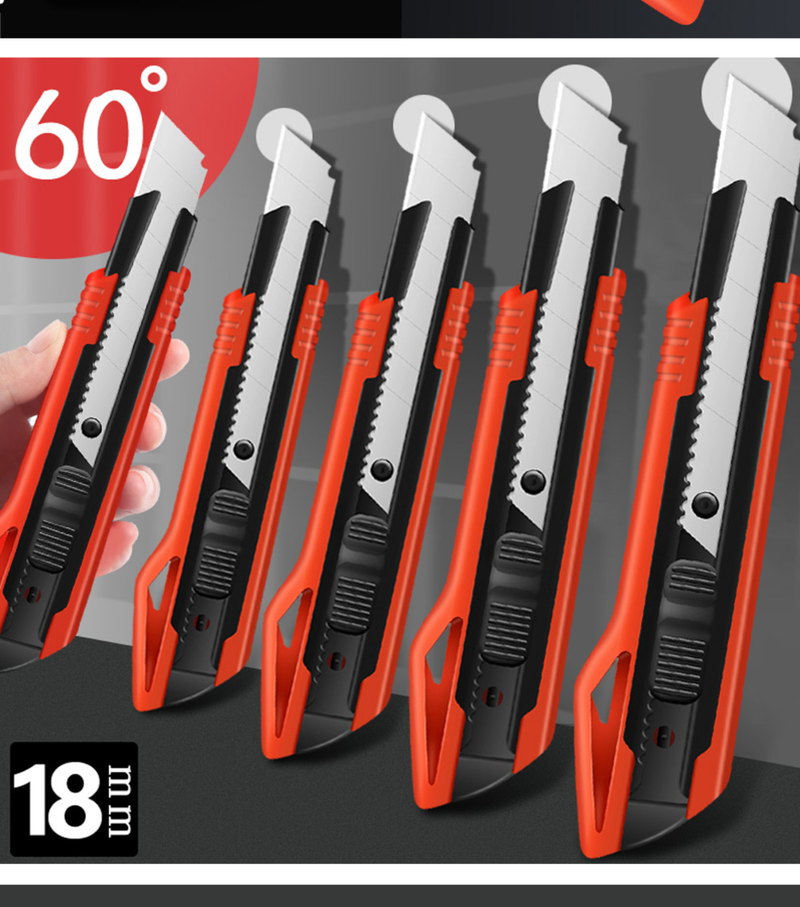 Professional Heavy-Duty Utility Knife With SK5 Steel Blade - Ergonomic Non-Slip Grip For Crafting, Packaging & DIY Projects_voghion.com