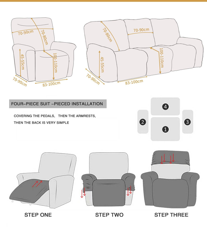 Housse extensible universelle pour fauteuils inclinables Lazy Boy - Housse en polyester épais avec protection intégrale_voghion.com