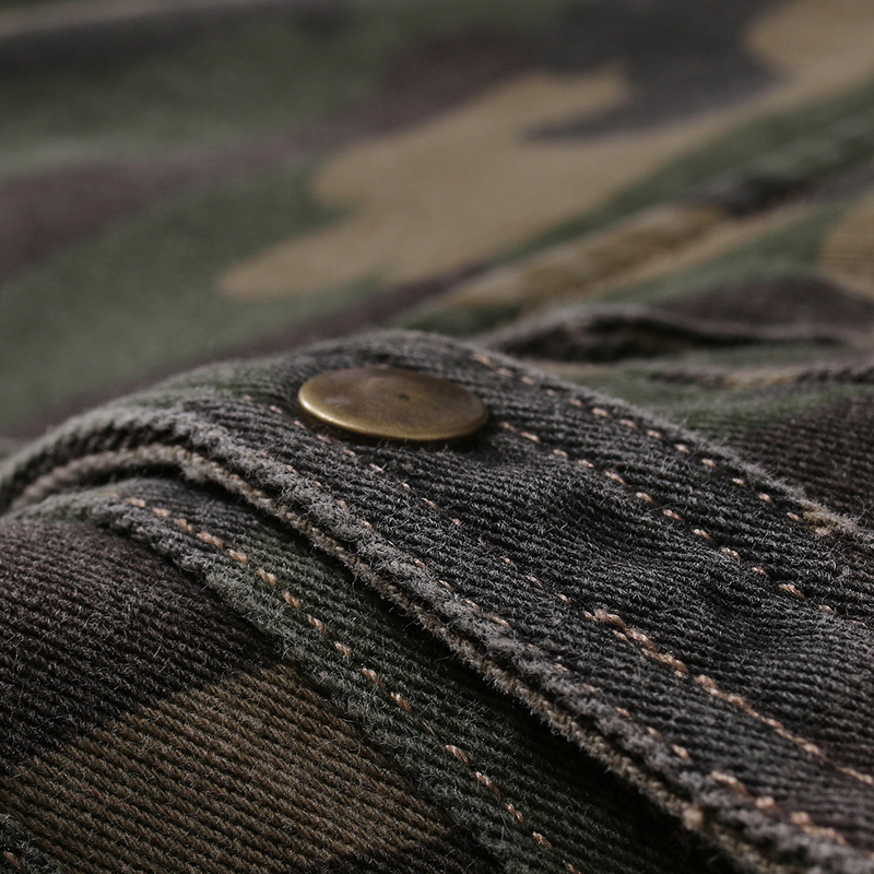 Man's clothing Denim short sleeve shirt Personalized camouflage denim shirt_voghion.com