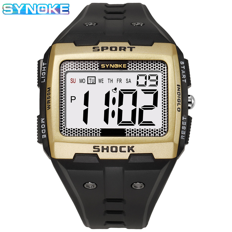 Orologio sportivo da uomo SYNOKE, elettronico, impermeabile, luminoso, con grande schermo, quadrato, per corsa, campeggio e studenti_voghion.com
