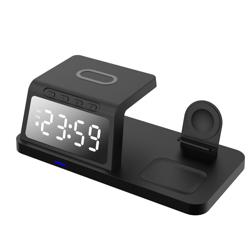 New Private Model Mobile Phone Wireless Charger Multi Function Fast Charging 15W Clock Alarm Watch Earphone Wireless Charging_voghion.com