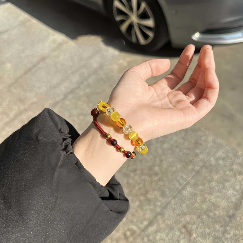 Xiyin Cat's Eye Stone And Yellow Crystal Three Types Bracelet Direct Sale_voghion.com