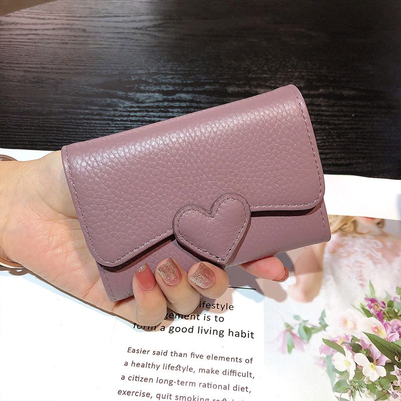 Compact Leather Holder For Women, New Driving License Organizer, Business And Credit Card Holder, Simple Heart-shaped_voghion.com