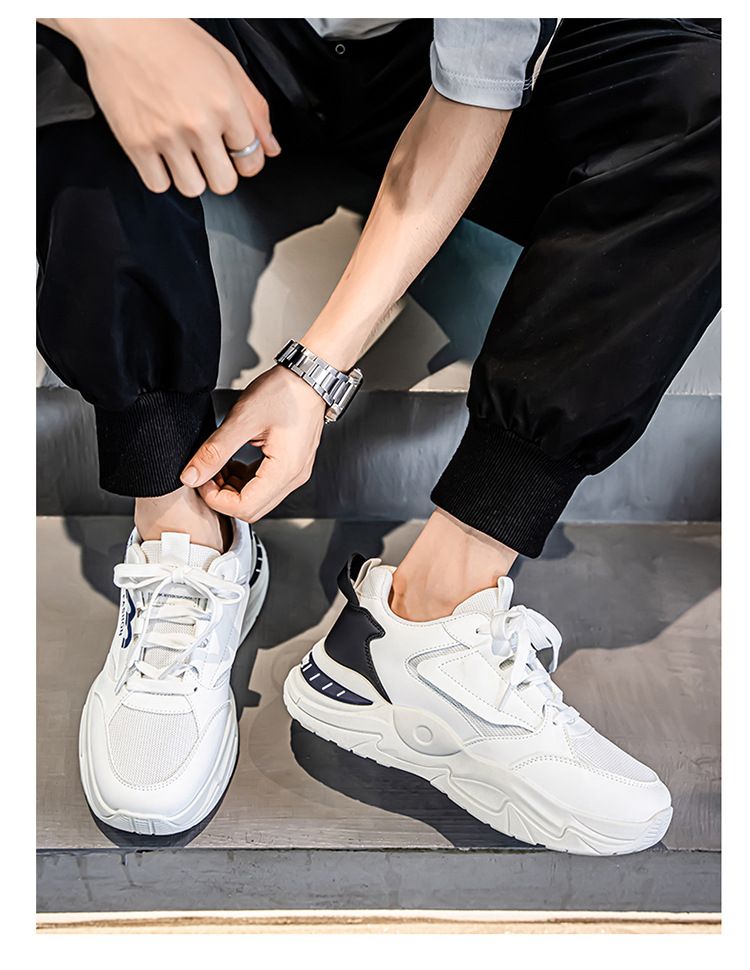 Sommer Neue Atmungsaktive Mesh Sneakers Herren Trendy Vielseitige Weiße Dicke Sohle Casual Dad Schuhe Männer_voghion.com