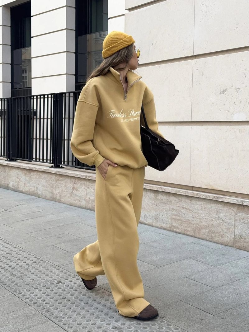 Oversized Letter Print Sweatshirt & Jogger Set - Unisex Streetwear Lounge Two-Piece, Drop Shoulder Long Sleeve Hoodie With Matching Drawstring Pants_voghion.com