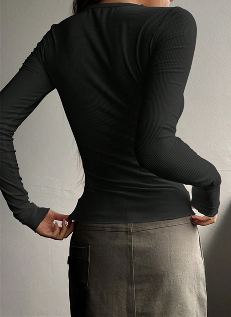 2024 Autumn Winter Women's New Button Ribbed Slim Fit Knitted Sweater_voghion.com