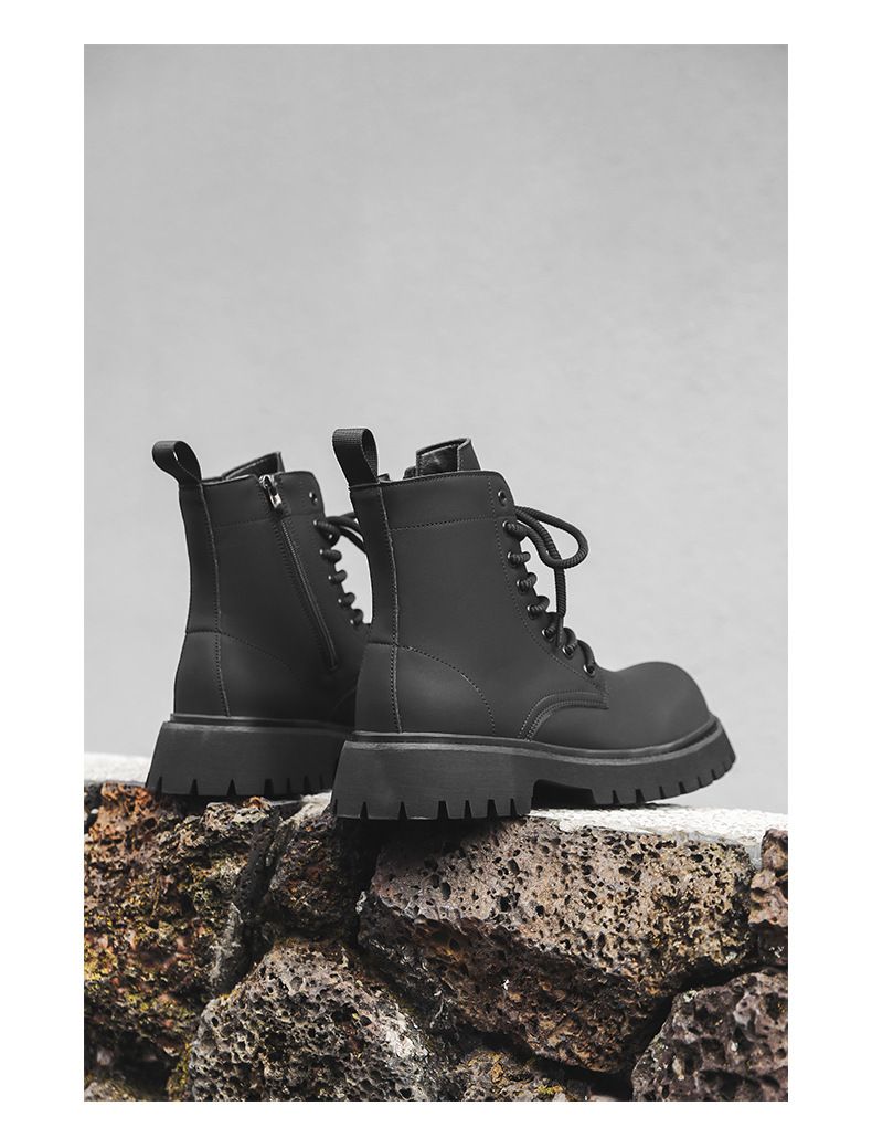 Lokomotiven-Werkzeugstiefel, hohe Spitze, dicke Sohle, erhöhte Martin-Stiefel, Outdoor-Wanderstiefel für Herren_voghion.com