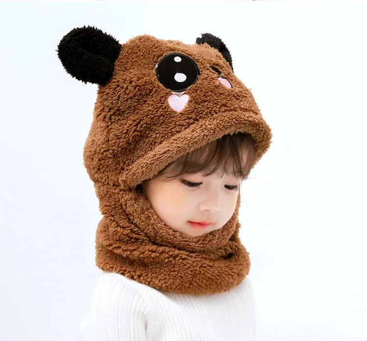 Cappello invernale per bambini con sciarpa e berretto spessi per bambini, per neonati, in pile, da 1 a 18 anni_voghion.com