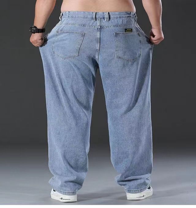 Herenkleding Plus Size Lente Zomer En Herfst Verdikte Jeans Losse Elastische Casual Rechte Dikke Heren Lange Broeken_voghion.com