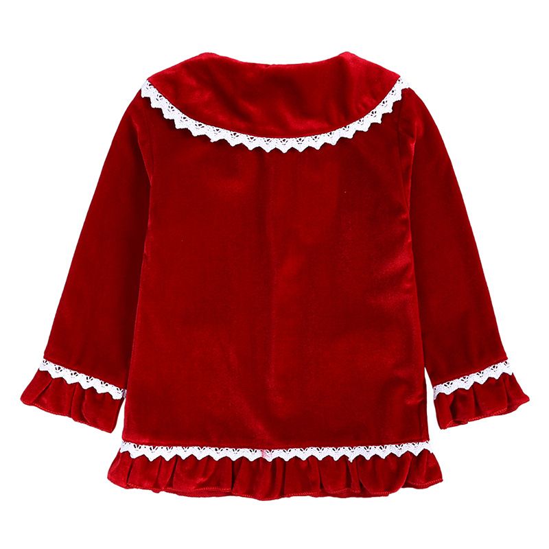 Conjunto de pijamas para niños y niñas de manga larga de terciopelo navideño para niños Otoño Invierno_voghion.com