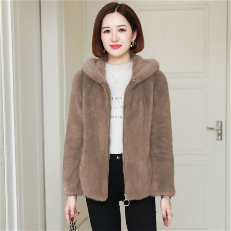 Plüschiger und verdickter doppelseitiger Coral Veet-Herbst- und Winterpullover mit lockerer Kapuze und warmem Reißverschluss für Damen aus Lammwolle_voghion.com