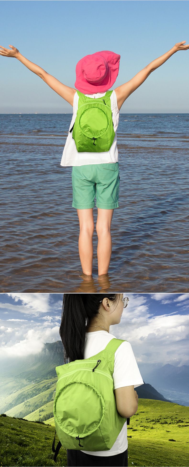 Nylon waterdichte opvouwbare outdoor vrijetijdsrugzak voor reizen en sport, hardloop-, fiets- en wandelrugzak_voghion.com