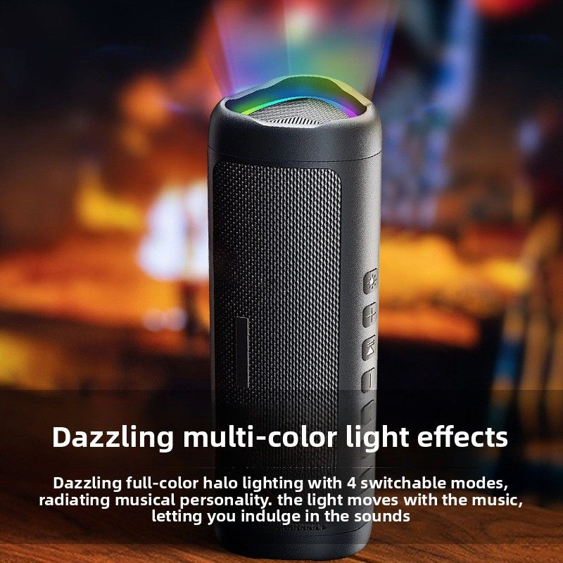 Creative New 5.3 Colorful Atmosphere Lighting Portable TWS Waterproof Bluetooth Speaker HD Call_voghion.com