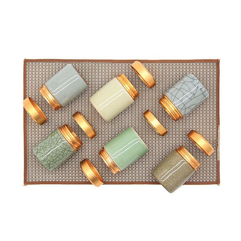 Mini cajas de almacenamiento de celadón, latas selladas para café en polvo, contenedor de hojas de té, organizador portátil para viajes_voghion.com