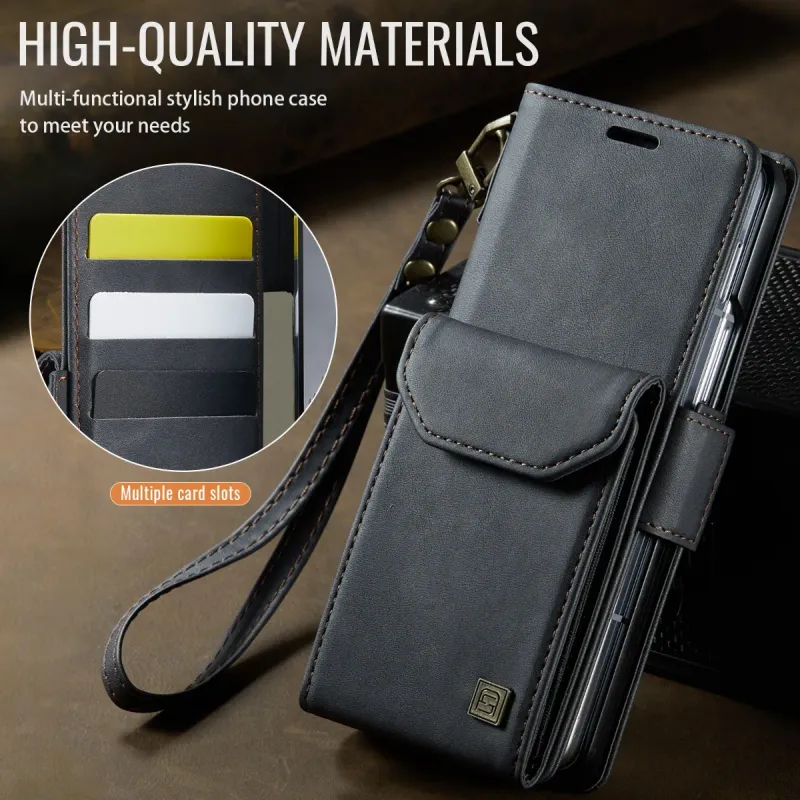 Custodia per telefono con portafoglio per Samsung Galaxy Z Fold 6 5 Fold6 Fold5 5G con blocco RFID, porta carte di credito, custodia in pelle PU_voghion.com