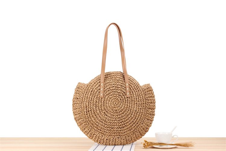 nuovo stile semplice borsa a tracolla rotonda in paglia borsa intrecciata borsa da spiaggia borsa da donna alla moda in paglia_voghion.com