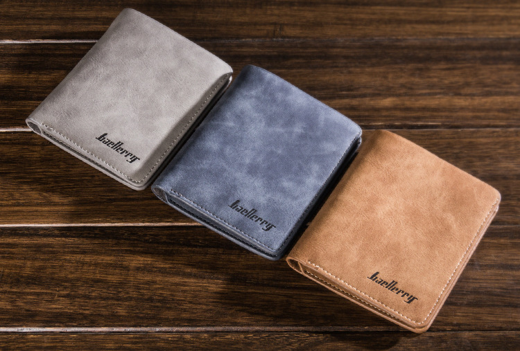 Men's wallet short student retro frosted two fold vertical new wallet_voghion.com