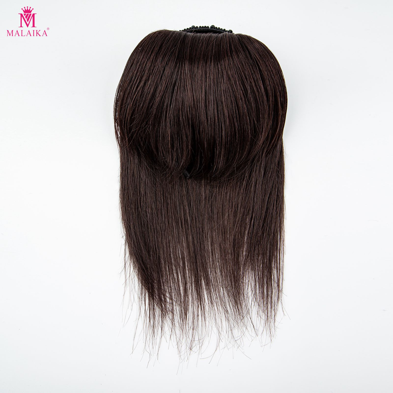 Toppers de cabelo humano com franja para mulheres, clipe em franja com faixa, peruca reta para desbaste de cabelo, coque_voghion.com