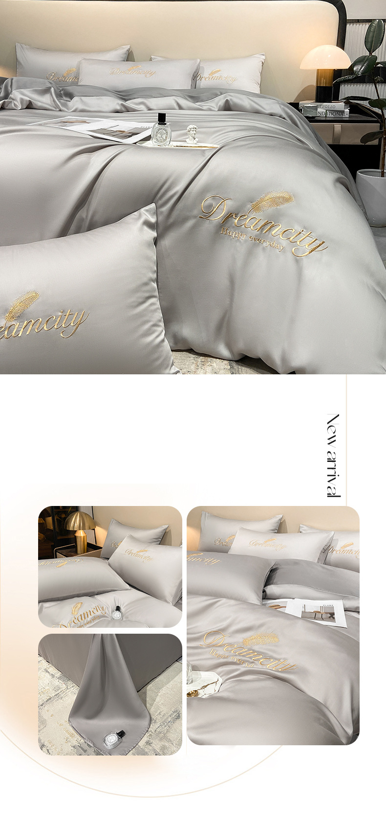 Ice silk high grade four piece set light luxury silky bed nude sleeping quilt cover spring and summer three piece set bed sheet bed sheet_voghion.com