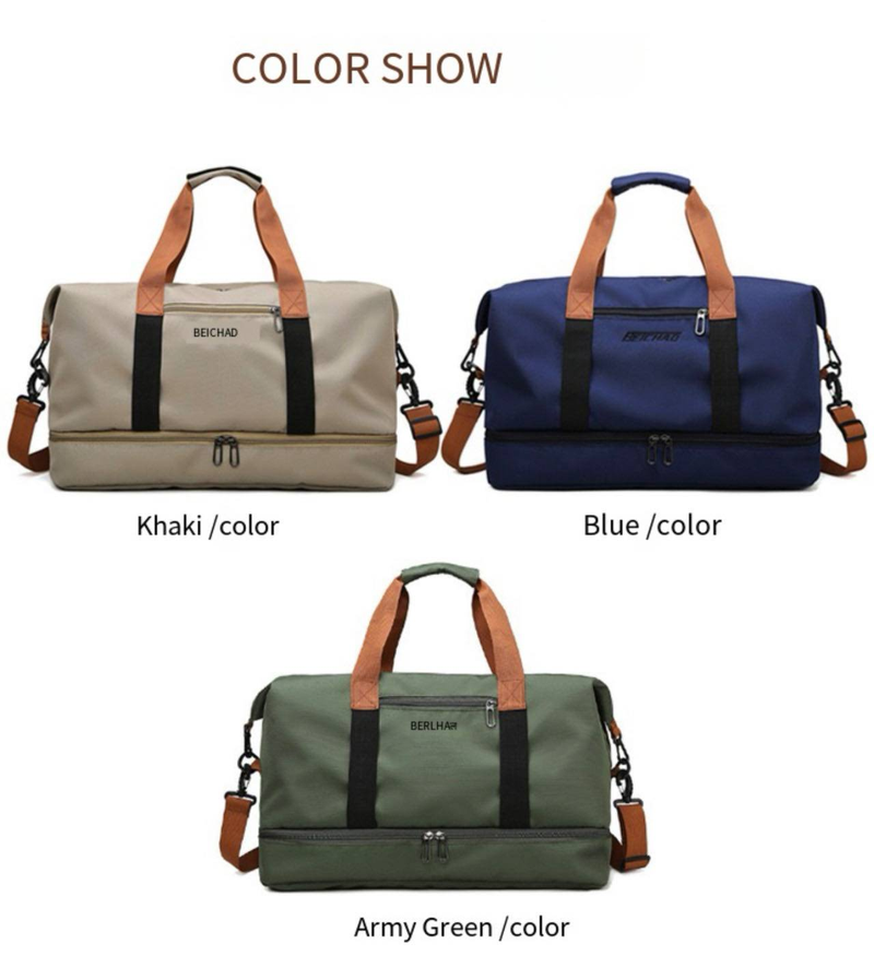 Sporttas voor dames met scheiding voor natte en droge spullen, opbergruimte voor schoenen, waterdichte reistas voor de sportschool, zwemmen, yoga en sport._voghion.com