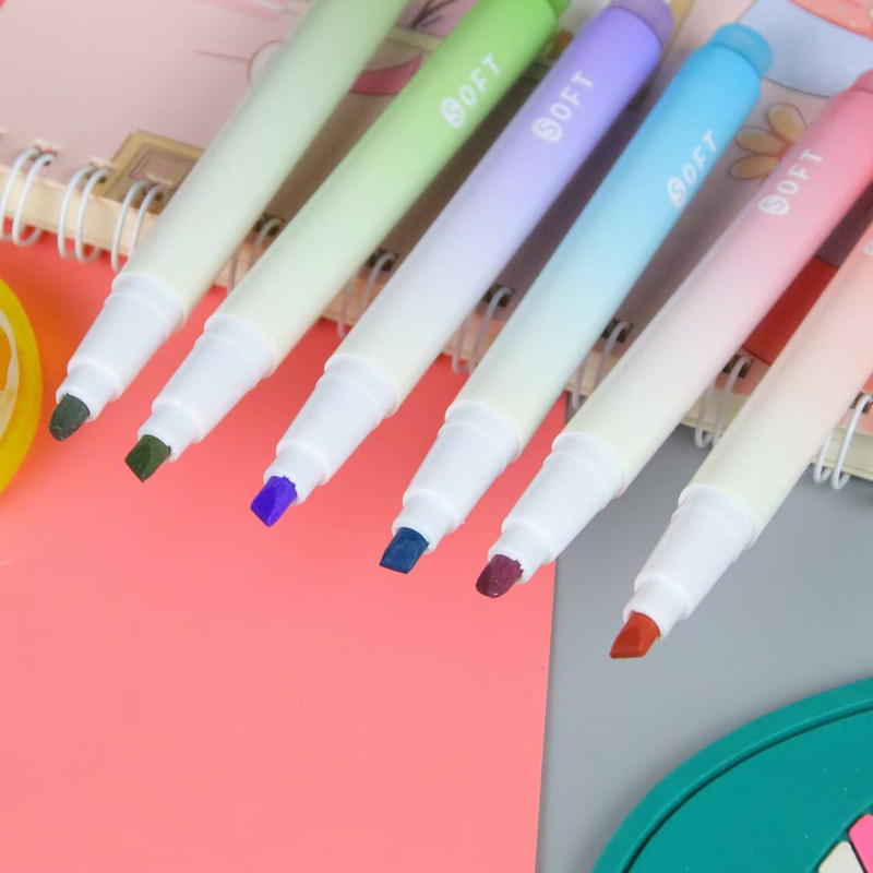Unisex Bag packed gradient color fluorescent pen eye protection fluorescent pen student key mark pen creative color hand account pen_voghion.com