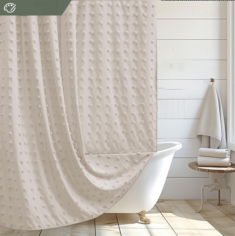 Home Furniture New Simple Style Bean Cut Flower Shower Curtain Ball Waterproof Bathroom Partition Curtain Free Punch Hook Bathroom Door Curtain_voghion.com