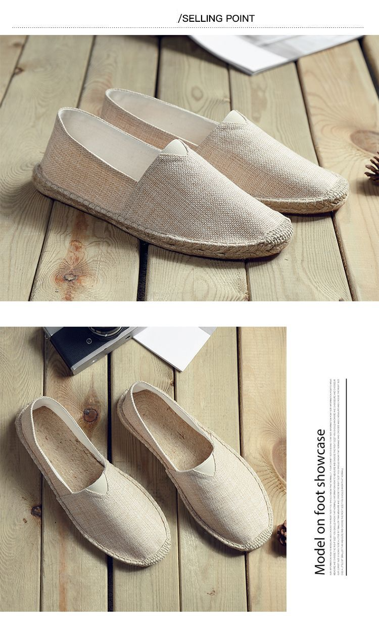 Herrenschuhe Leinenschuhe Gewebte Stoffschuhe Faule Schlupfschuhe Fischerschuhe Gewebte Freizeitschuhe aus Segeltuch in großer Größe für Herren und Damen_voghion.com