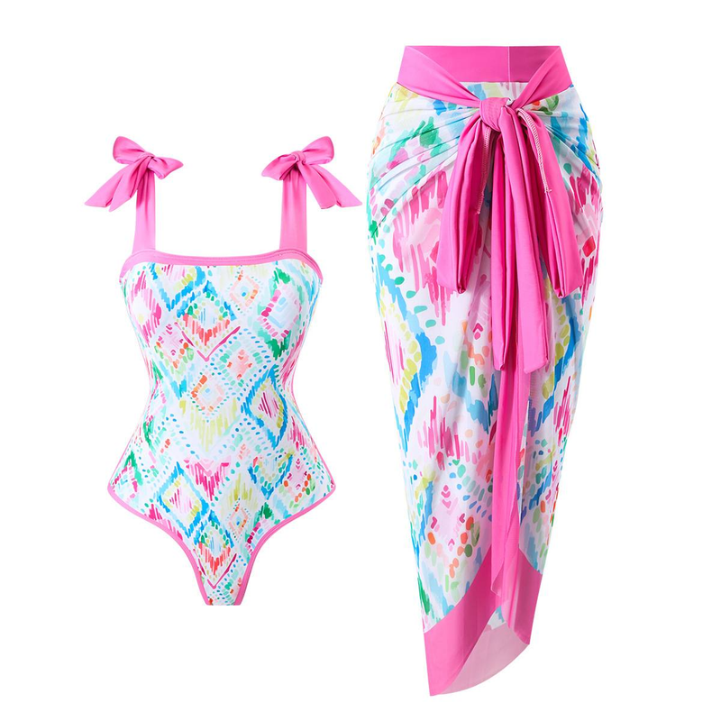 Women's Clothing Two Piece Skirt Multi Color Print Sexy Bikini Set_voghion.com